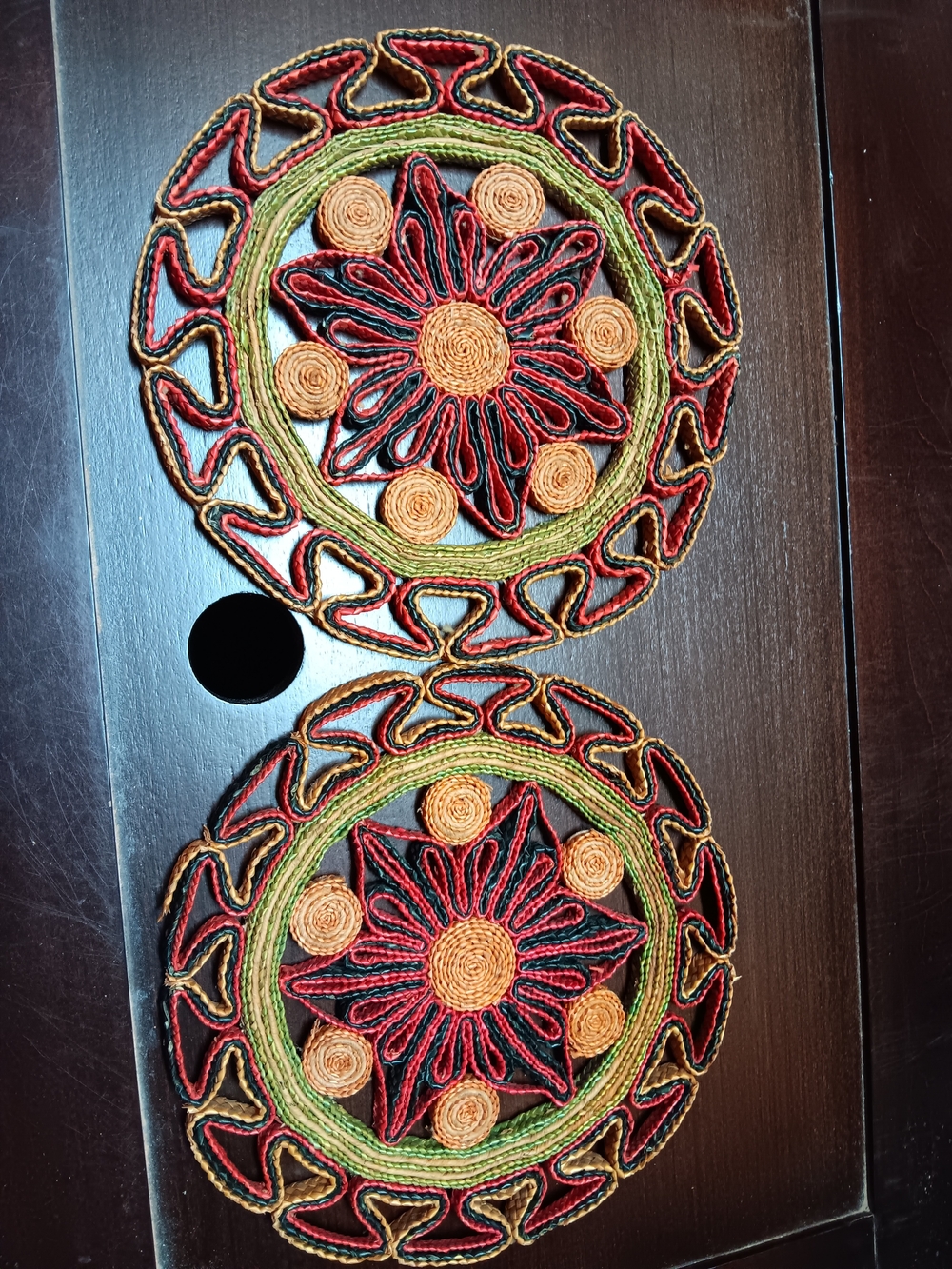 Raffia Trivets - Pot Holder trivet - Boho decor - Hot pot - Colorful Wall Hangin